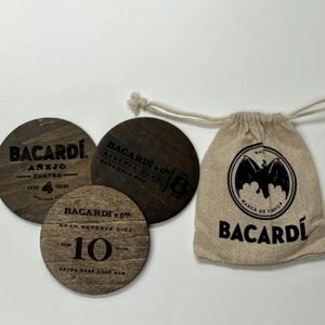 Bacardi 3 Set Wood Coasters